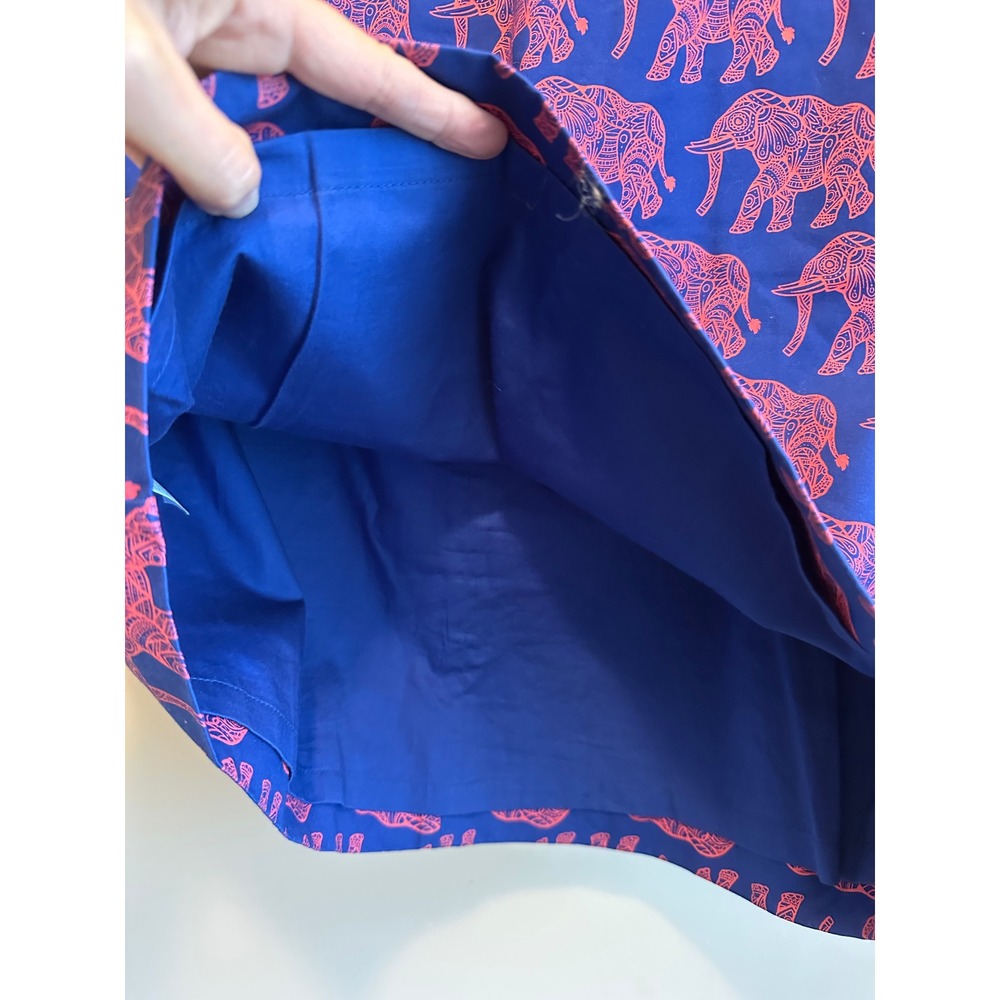 Hatley Navy Pink Elephant Print Cotton Pencil Skirt Size 12 Exposed Back Zip - Picture 6 of 8